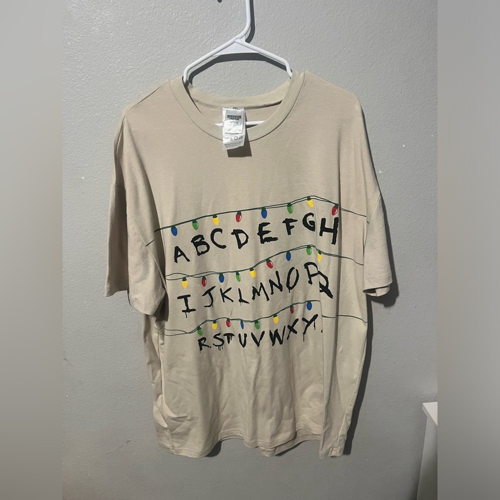 Stranger Things Alphabet‎ Christmas White T-Shirt Halloween New Adult XL